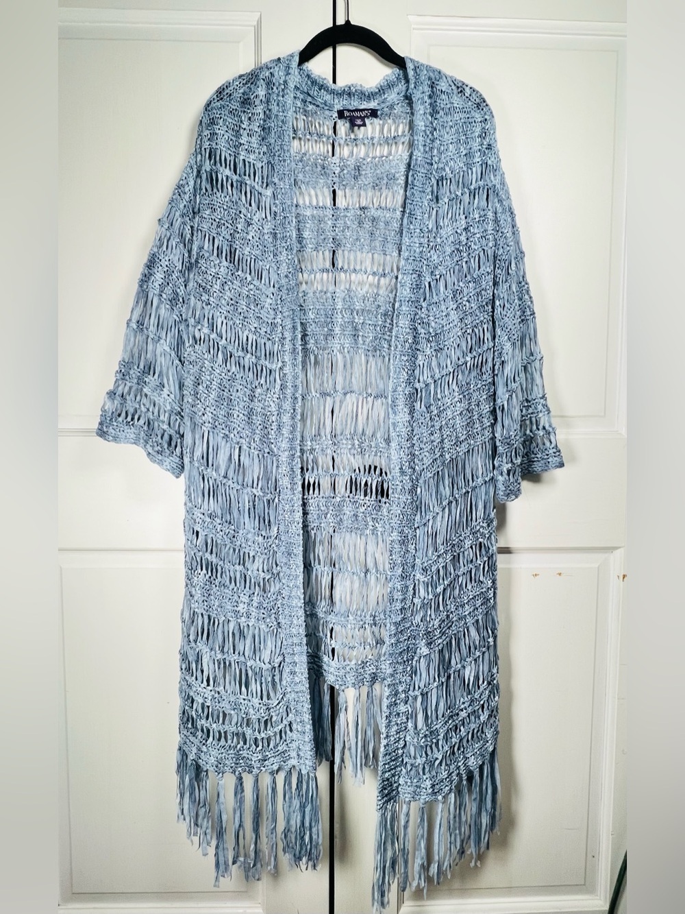 Roaman's Light Blue Women's Soft Washed Blue Open Duster Size 14-16